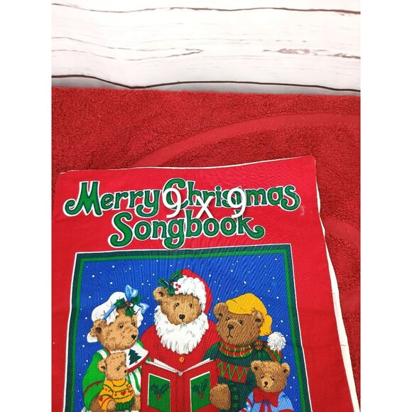 Merry Christmas Songbook Fabric Childrens Holiday Book With Illustrated Teddy Be - Picture 10 of 10